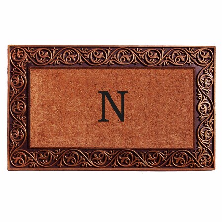 Calloway Mills Monogram Door Mat, Bronze, Black, Natural, 18 in W x 30 in L 10003BRNZN